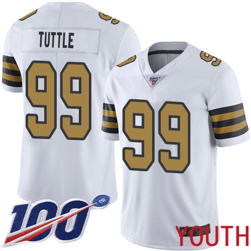 New Orleans Saints Limited White Youth Shy Tuttle Jersey NFL Football 99 100th Season Rush Vapor Untouchable Jersey